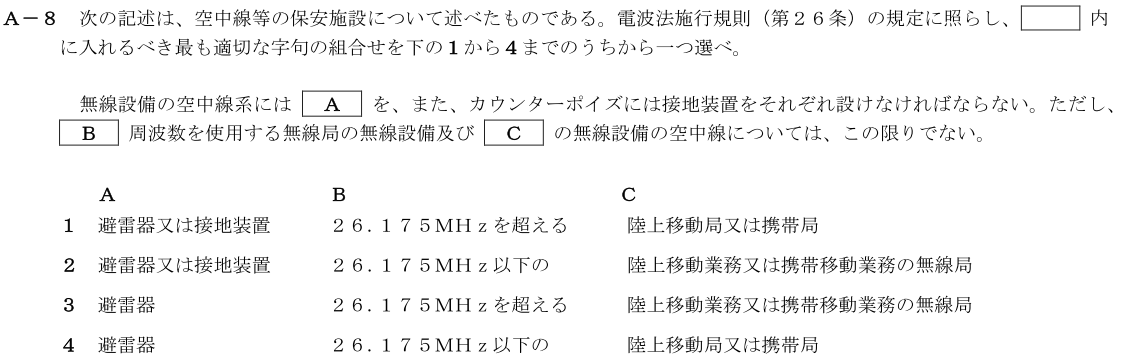 一陸技法規令和3年07月期第1回A08